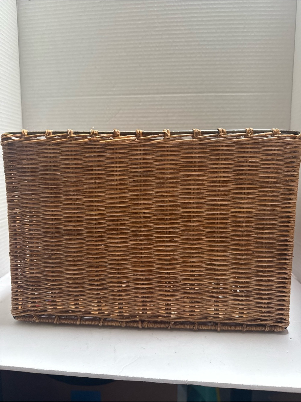 Woven Rattan Desk Organizer Caddy in Warm Brown - Picture 5 of 5